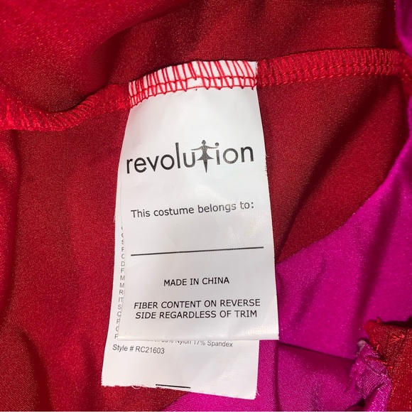 REVOLUTION PINK AND RED FRINGED LEOTARD SZ M GIRLS - Picture 7 of 8